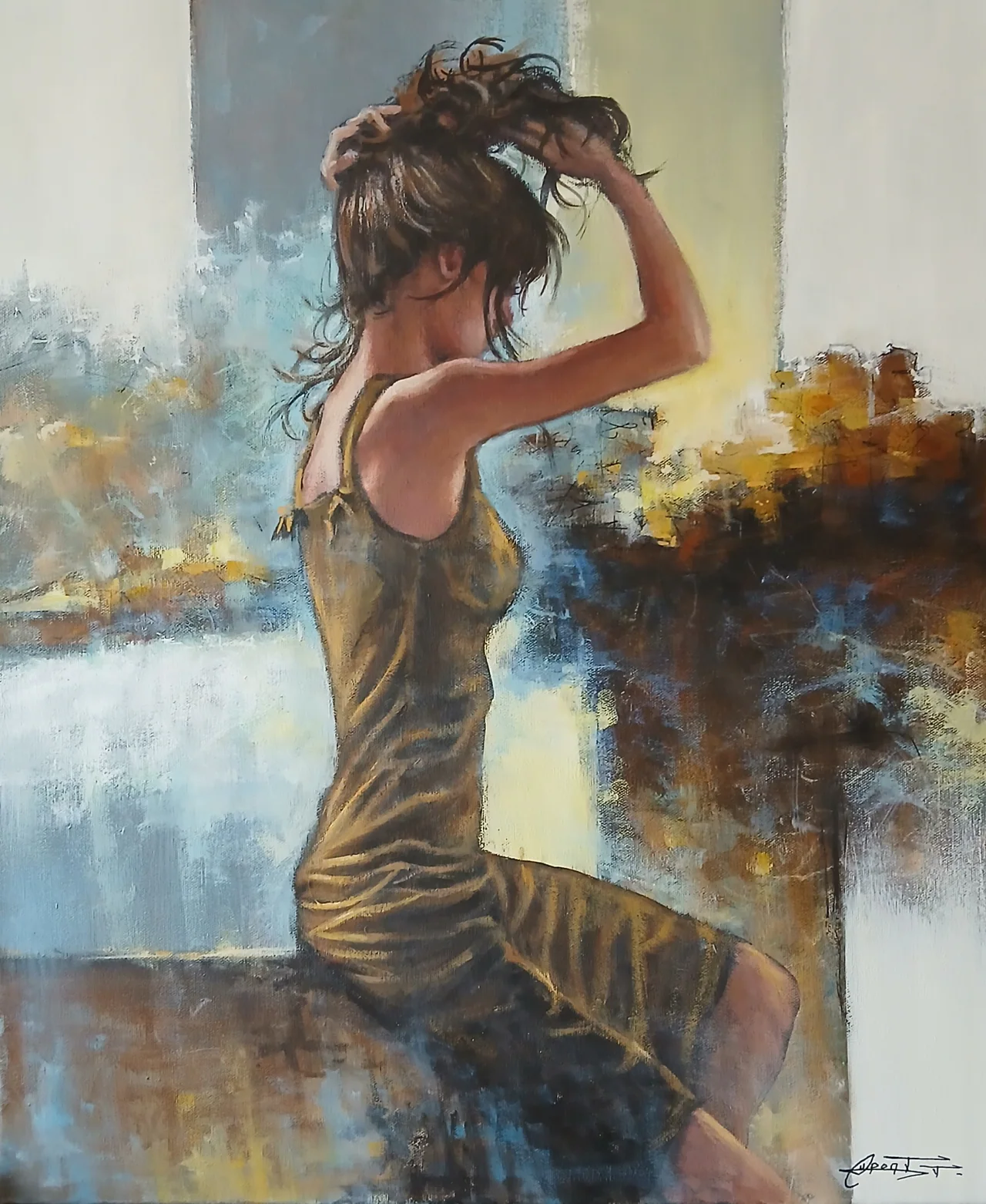 AF1, peinture acrylique contemporaine, figure féminine vendue peinte par Thierry Dupont en Loire-Atlantique